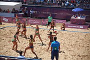 Deutsch: Beachhandball bei den Olympischen Jugendspielen 2018; Tag 4, 10. Oktober 2018; Mädchen, Vorrunde, Gruppe A - Ungarn-Chinese Taipei (Taiwan) 2:0 English: Beach handball at the 2018 Summer Youth Olympics at 10 October 2018 – Girls Preliminary Round Group A‎ – Hungary-Chinese Taipei 2:0