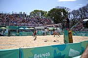 Deutsch: Beachvolleyball bei den Olympischen Jugendspielen 2018; Tag 11, 17. Oktober 2018; Jungen, Spiel um Platz 3 – Argentinien-Ungarn 2:0 (21–15/21–15) English: Beach volleyball at the 2018 Summer Youth Olympics at 17 October 2018 – Bronze Medal Match – Argentina-Hungary 2:0 (21–15/21–15)