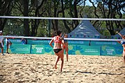 Deutsch: Beachvolleyball bei den Olympischen Jugendspielen 2018; Tag 8, 14. Oktober 2018; Mädchen, Achtelfinale – Bolivien-Puerto Rico 0:2 (18–21/18–21 ) English: Beach volleyball at the 2018 Summer Youth Olympics at 14 October 2018 – Girls Round of 16 – Bolivia-Puerto Rico 0:2 (18–21/18–21 )