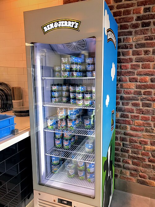 Ben & Jerry's display freezer at a Domino's store