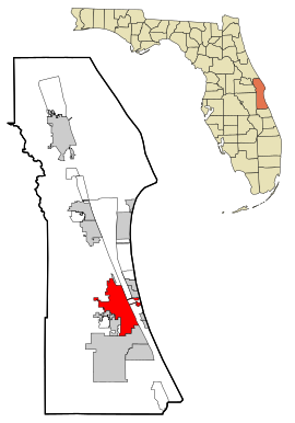 Brevard County Florida Incorporated and Unincorporated areas Melbourne Highlighted.svg