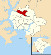 Location of Budshead ward Budshead ward in Plymouth 2003.svg