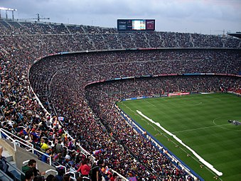 The Camp Nou, the largest stadium in Europe