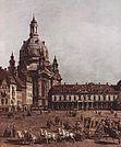 Dresdner Neumarkt mit Frauenkirche auf einem Gemälde von Canaletto (um 1750)