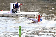 Deutsch: Kanusport bei den Olympischen Jugendspielen 2018; Tag 10, 16. Oktober 2018; Finale Jungen Einer-Kajak-Slalom: Lan Tominc (Slowenien, Gold) - Guan Changheng (China, Silber) - Tom Bouchardon (Frankreich, Bronze) English: Canoeing at the 2018 Summer Youth Olympics at 16 October 2018 – Boys' K1 slalom Gold Medal Race: Lan Tominc (Slovenia, gold) - Guan Changheng (China, silver) - Tom Bouchardon (France, bronze)