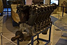 Only one of the eight Liberty L-12 engines of the Transeaereo survives, shown here on display at the Caproni Museum. Caproni Ca.60 Liberty engine.JPG