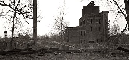 The remains of the Island Mill on Tannery Island, Carthage. 1993, 5x7 negative.
