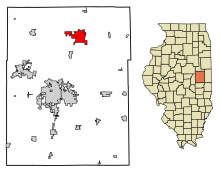 Obszary włączone i nieposiadające osobowości prawnej w hrabstwie Champaign w stanie Illinois Rantoul Highlighted.svg