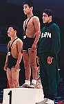 Siegerehrung im Ringen 1964: vorne Ali Akbar Heidari mit Bronze