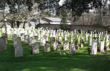 Part of the original vicarage's garden became an extension of the churchyard at St Margaret's Church, Rottingdean. Churchyard at St Margaret's Church, Rottingdean - Walled Area on Southeast Side.JPG