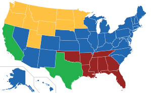 Map depicting the division of the United States in the film

.mw-parser-output .legend{page-break-inside:avoid;break-inside:avoid-column}.mw-parser-output .legend-color{display:inline-block;min-width:1.25em;height:1.25em;line-height:1.25;margin:1px 0;text-align:center;border:1px solid black;background-color:transparent;color:black}.mw-parser-output .legend-text{}
Loyalist states (United States)

Western Forces

Florida Alliance

New People's Army Civil war 2024 map.svg