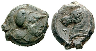 Coin with Mars and a bridled horse (Cosa, Etruria, 273-250 BC)