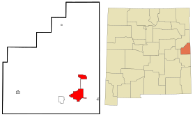 Curry County New Mexico Incorporated and Unincorporated areas Clovis Highlighted.svg