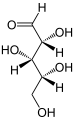 de: Struktur von D-Fructose als Keilstrichformel; en: Structure of D-fructose