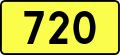 English: Sign of DW 720 with oficial font Drogowskaz and adequate dimensions.