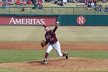 Keuchel pitching for the Arkansas Razorbacks