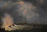 Thumbnail for File:De ontploffing voor Antwerpen van kanonneerboot nr 2 onder commando van Jan van Speijk, 5 februari 1831, SK-C-226.jpg