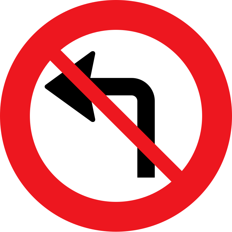 Знак поворот. Поворот запрещен. Знак поворот запрещен. Дорожный знак налево запрещено.