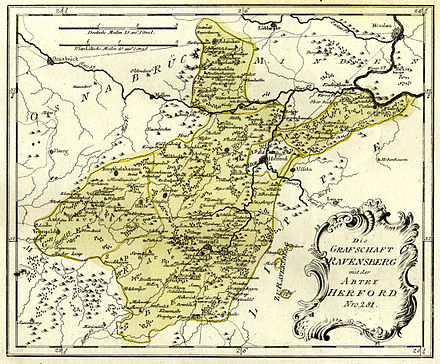 Historic map of the County of Ravensberg (1798)