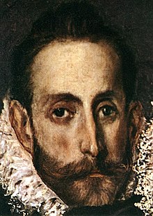 Detail of the painting, showing El Greco El Greco - The Burial of the Count of Orgaz (detail) - WGA10493.jpg