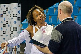 Laura Flessel après un assaut aux Championnats d'Europe d'escrime, le 6 juillet 2007.