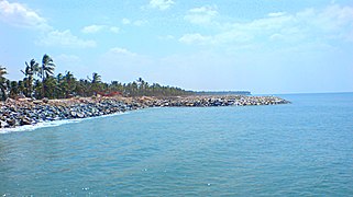 Groynes on the Arabian Sea at Pozhikara on the Malabar Coast of India