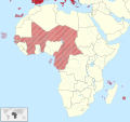 Euro in Africa (hatched: fixed exchange rates based on official contracts with Euro states)