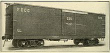 Boxcar used on Cuban Central Railway to transport sugar cane. ca 1913 FCCC Cuba plantation sugar car 1913.jpg