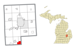 芬顿在杰纳西县及密歇根州的位置（以红色标示）