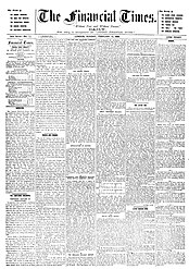 The front page of the Financial Times on 13 February 1888 Financial Times 1888 front page.jpg