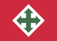 Flag of the Arrow Cross Party 1942 to 1945.svg