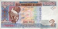 Platná bankovka 5000 franků