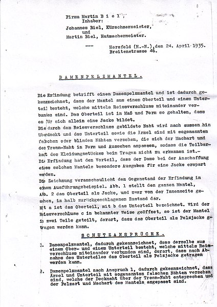 File:Gebrauchsmusterschutz Damen-Pelzmantel, abreißbar zur Jacke, Martin Biel, 1935 (2).jpg