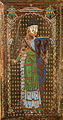 Enamel image from the tomb of Geoffrey, Count of Anjou showing a vair-lined mantle