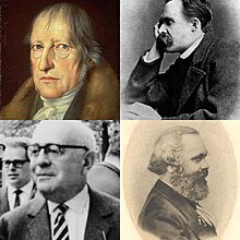 From left to right: Georg Wilhelm Friedrich Hegel, Friedrich Nietzsche, Theodor W. Adorno, Karl Marx. German Studies, Hegel-Nietzsche-Adorno-Marx.jpg