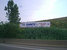 Trailer honoring the Giants for winning the Super Bowl. The trailer was located on the New Jersey Turnpike near Exit 14. Giants Champs Trailer.jpg