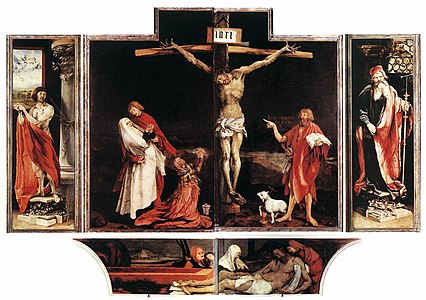 Heiliger Sebastian | Kreuzigung und Heiliger Johannes der Täufer | Heiliger Antonius | Wehklage (Predella)