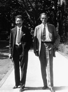 Frank Belknap Long, left, and H. P. Lovecraft, right, walking in Booklyn