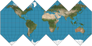 HEALPix H=4, K=3 projection of the world. The lines on the map are a graticule of latitudes and longitudes. HEALPix projection SW.svg