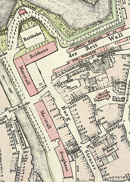 Hannover Stadtplan 1822 Ausschnitt Marstall Umfeld
