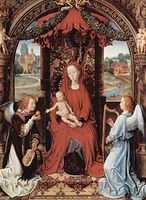1470 (circa) English: Hans Memling. Madonna with angels, Uffizzi