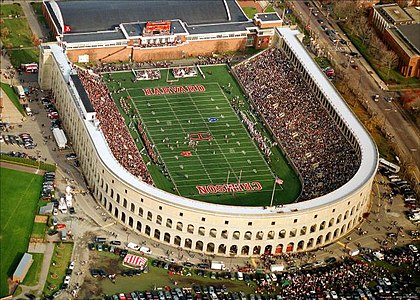 Aerial view of the 2006 Harvard-Yale game – the Murr Center (built in 1998) now sits across the open end of the stadium