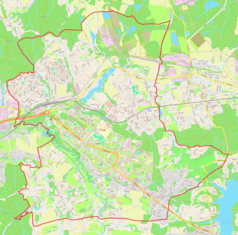 Mapa konturowa Hawierzowa, na dole po prawej znajduje się punkt z opisem „Pomnik tragedii żywocickiejw Żywocicach”