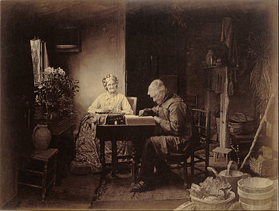 Henry Peach Robinson's When the Day's Work is Done, 1877. A combination print made from six different negatives. Henry Peach Robinson (British - When the Day's Work is Done - Google Art Project.jpg