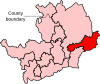 A small to medium-sized constituency. Long and thin in shape, it covers the eastern areas of the county.