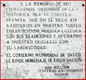 Memorial dedicated to the Corsicans in Yauco.