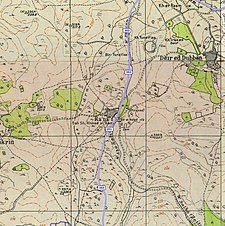 Serie di mappe storiche per l'area di Ra'na (anni '40 con sovrapposizione moderna).jpg