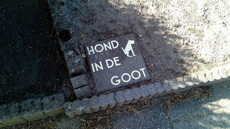 File:Hond in de goot sign, Oude Pekela (2019) 01.jpg