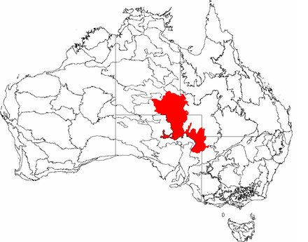 The IBRA regions, with the Simpson-Strzelecki Dunefields in red
