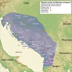 Approximate area settled by Illyrians in antiquity.